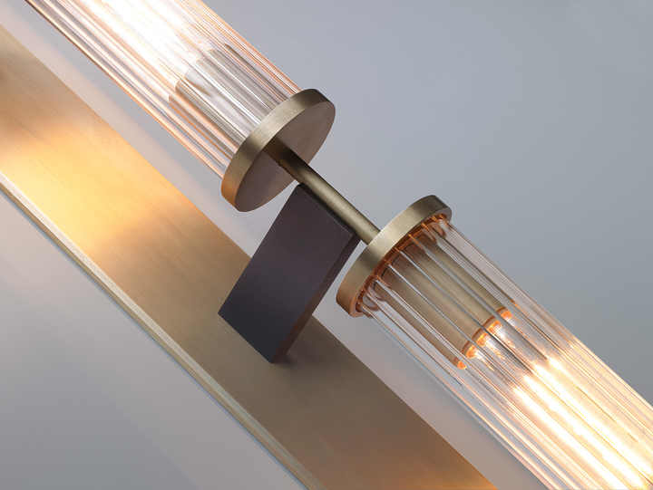 Alouette Linear Sconce New American Style Double Head Brass Glass Wall Lamp Suitable for Villa