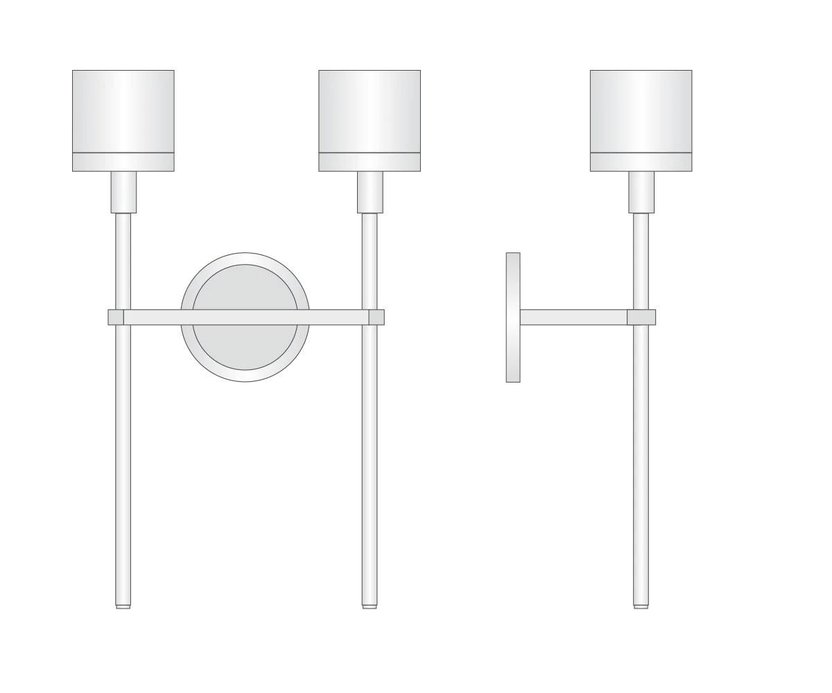 Ventoux Double Arm Sconce Classic Brass Double Head Wall Light