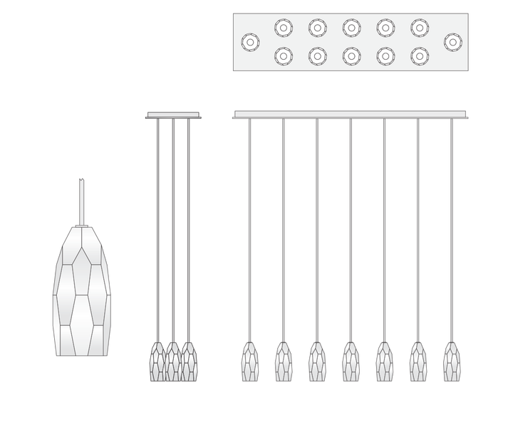 CHATELET Linear Pendant Light E26 Base Long for Home Villa Hospital Ceiling Installation Switch