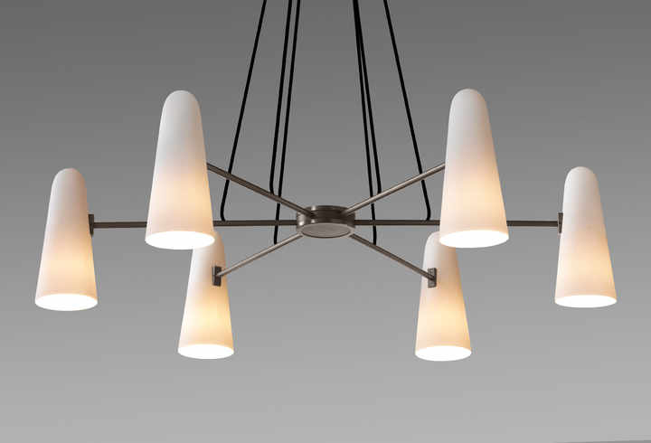 Montfalcon Modern Brass Chandelier Adjustable Height Warm White Light for Home Hotel Restaurant E12 Bulb Base Oval