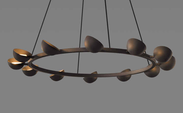AVION Modern Simple 12-Light Circular Chandelier Brass Adjustable Height Warm White Light E12 for Home Available 3000K