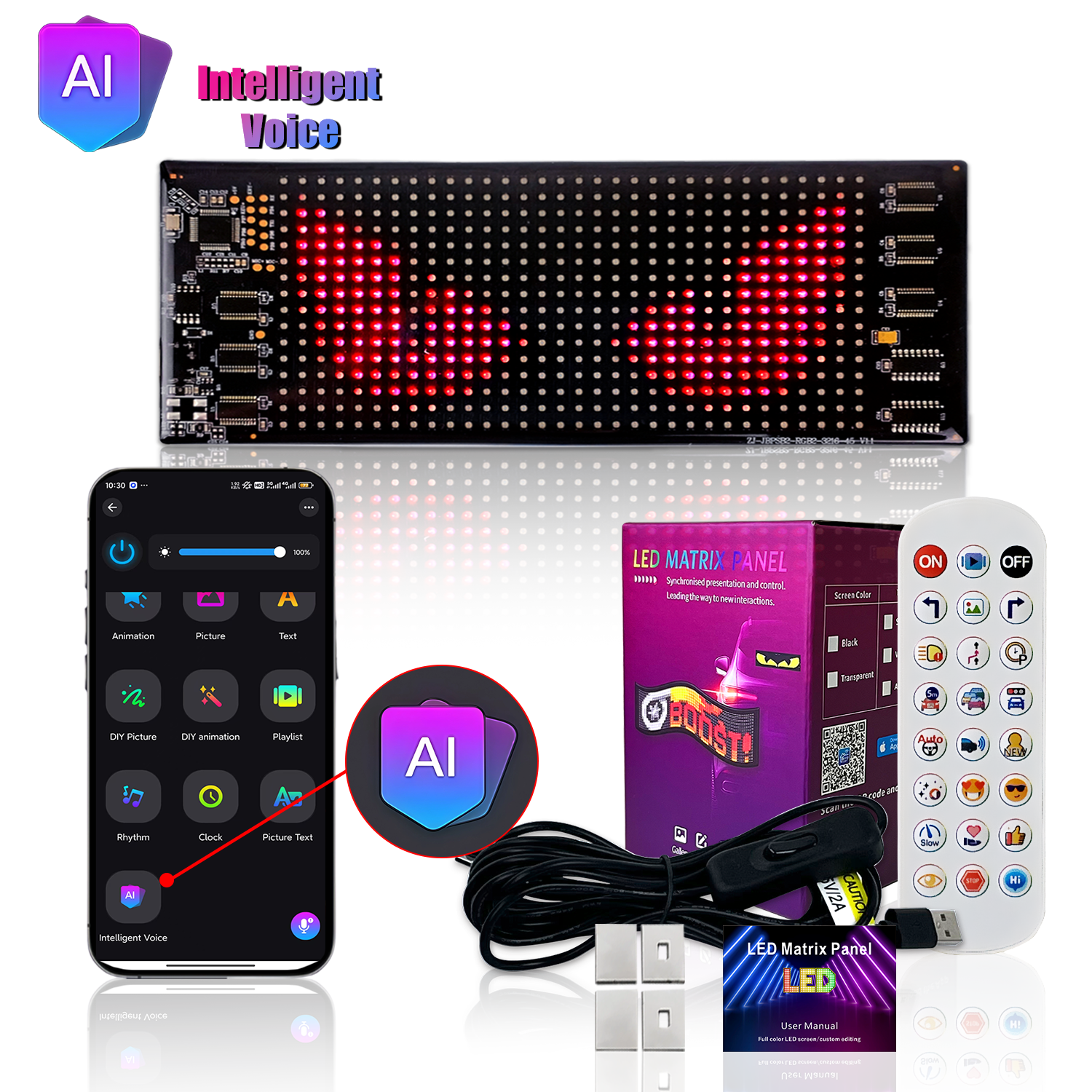 LED Matrix Display Panel, Devil Eyes Light for Cars Windshield, Programmable LED Scrolling Sign, Advertising Sign with Remote + APP+ Voice Control, DIY Pattern Animation 