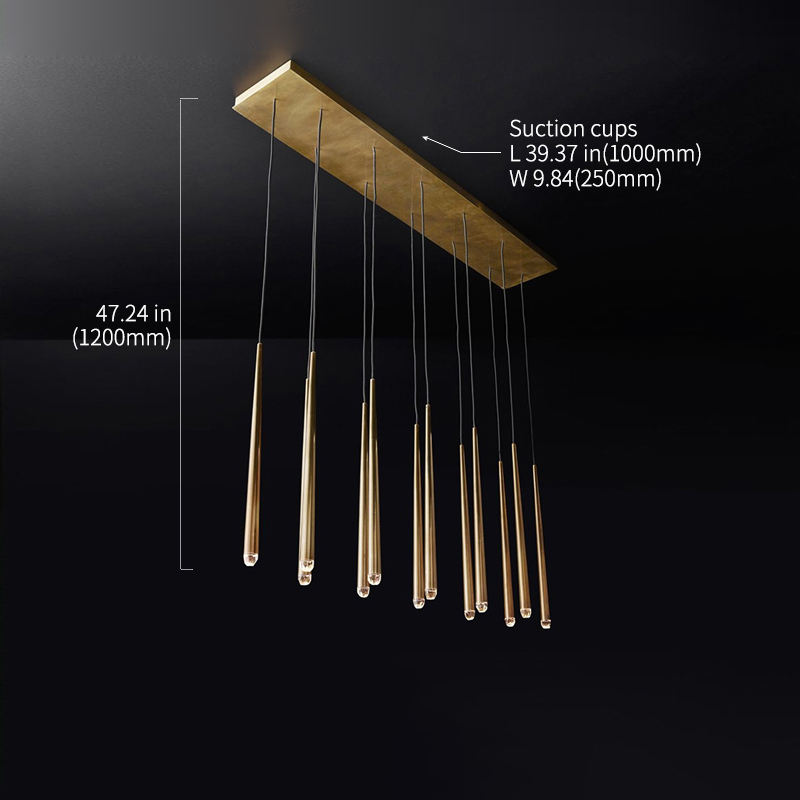 Custom Factory Wholesale USA Luxury Postmodern Style Brass Crystal Dining Table Room Rectangle Chandelier Pendant Lights