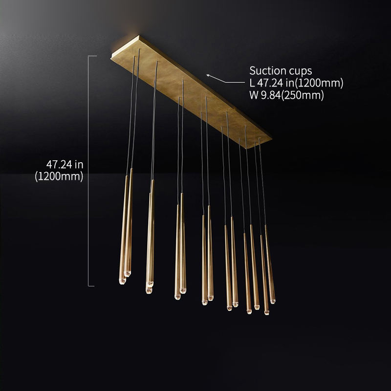 Custom Factory Wholesale USA Luxury Postmodern Style Brass Crystal Dining Table Room Rectangle Chandelier Pendant Lights