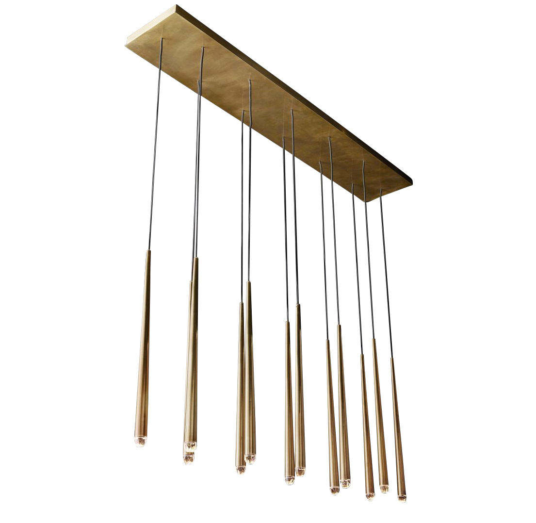 Custom Factory Wholesale USA Luxury Postmodern Style Brass Crystal Dining Table Room Rectangle Chandelier Pendant Lights