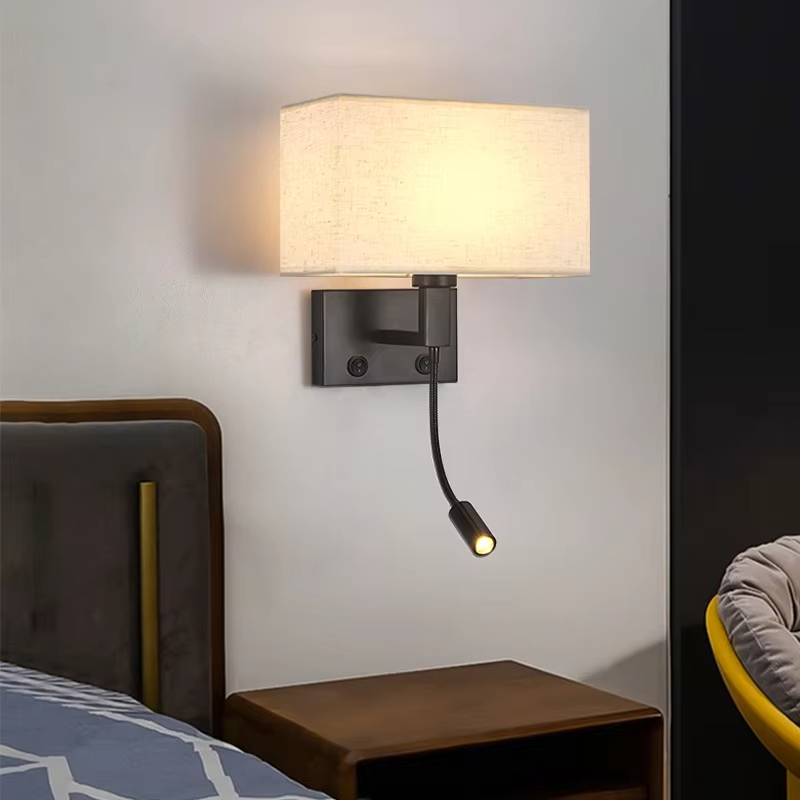  hotel engineering hotel bedroom bedside wall lamp Nordic fabric lamp indoor reading lamp