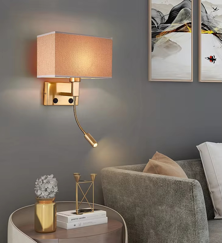  hotel engineering hotel bedroom bedside wall lamp Nordic fabric lamp indoor reading lamp