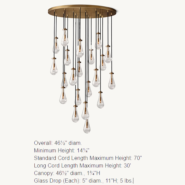 Custom Crystal Raindrops Lighting Lamp Vintage Farmhouse Brass Pendant Light High Ceiling Luxury Teardrop Long Drop Chandelier