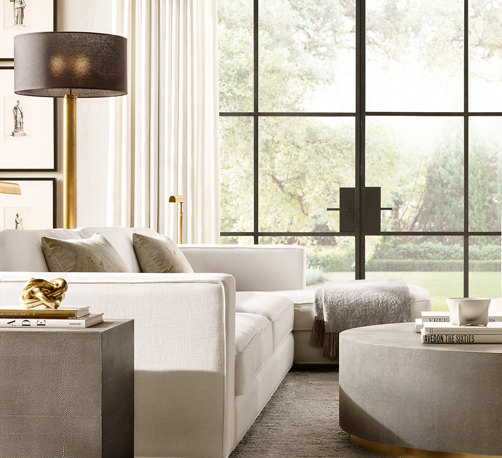 French Drum Linen Shade Modern Contemporary Floor Lamps For Living Room