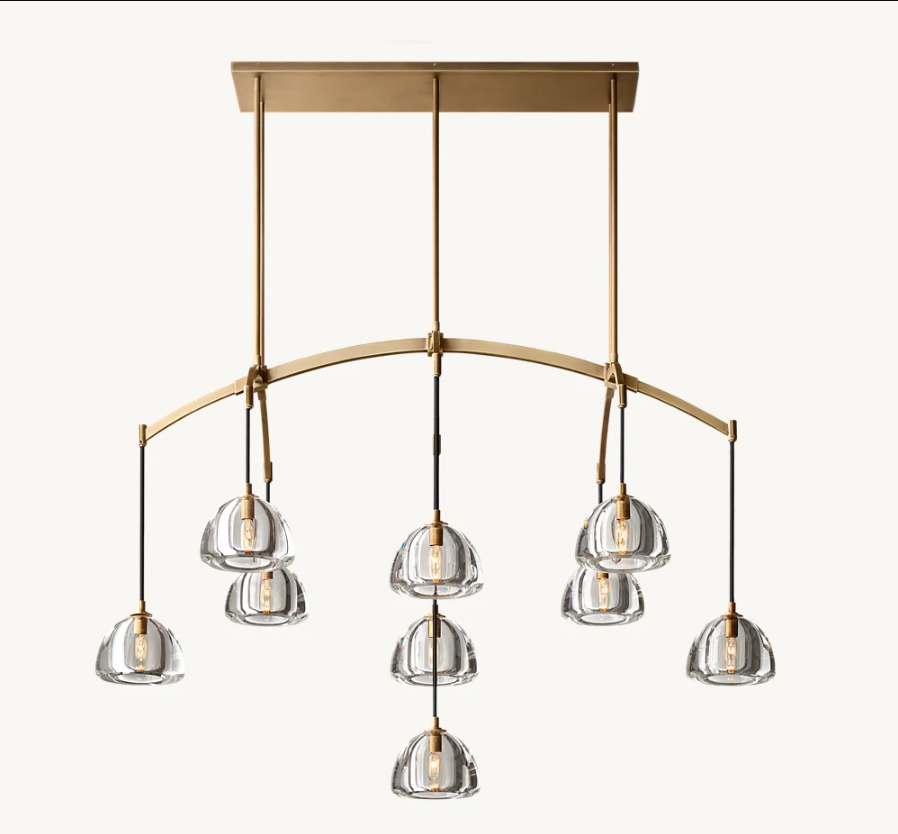 American 36" LED Round Chandelier Luxury Villa Living Room Glass Hanging lights