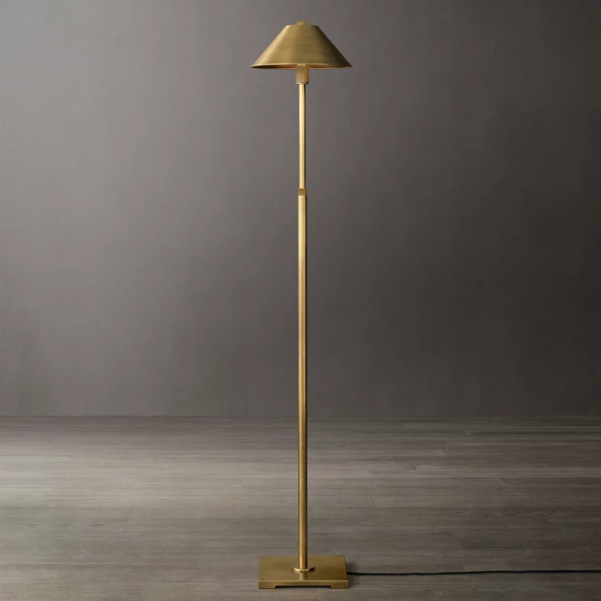 Ivory Linen Slope Shade Modern LED Tripod Floor Lamp Adjustable Height