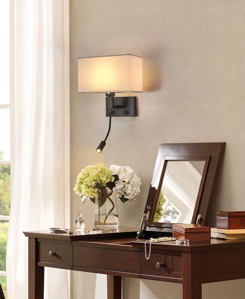  hotel engineering hotel bedroom bedside wall lamp Nordic fabric lamp indoor reading lamp