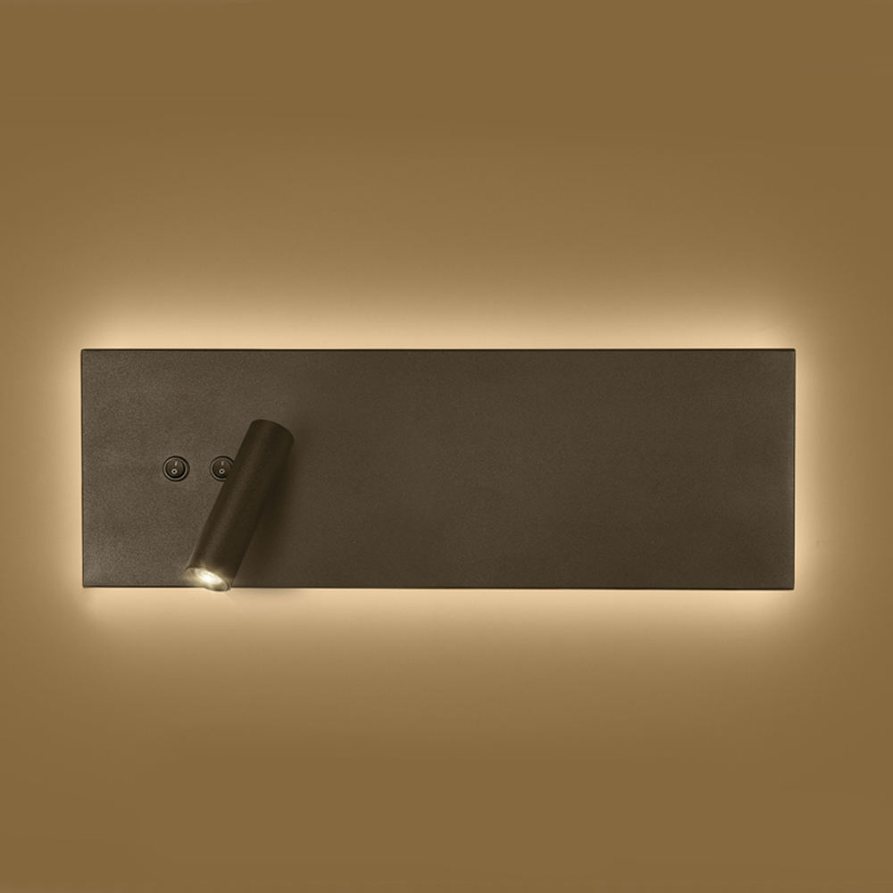 Meanyee Modern bedroom adjustable rectangle aluminum bracket 3W LED reading wall light with switch