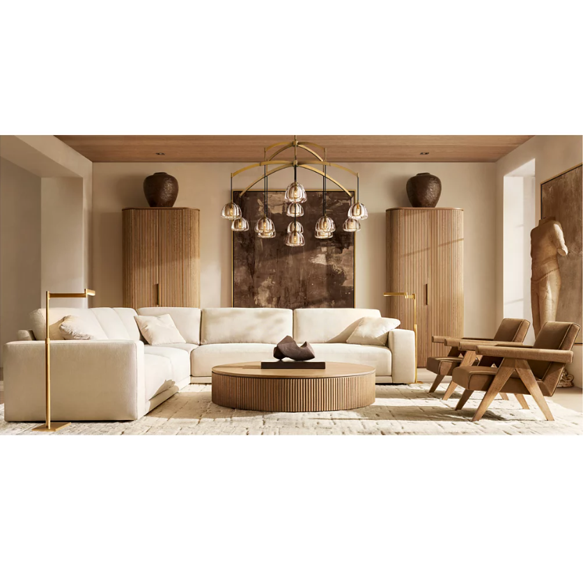 American 36" LED Round Chandelier Luxury Villa Living Room Glass Hanging lights