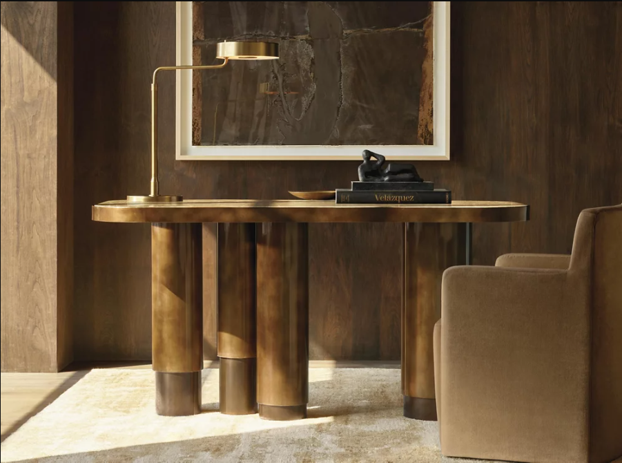 Indoor Living Room Bedroom Decorative Desk Light Copper Base Slub Shape Brass Classic Table Lamp