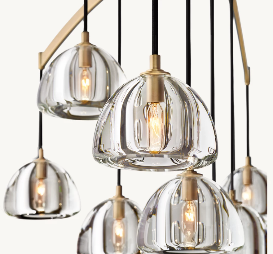 American 36" LED Round Chandelier Luxury Villa Living Room Glass Hanging lights