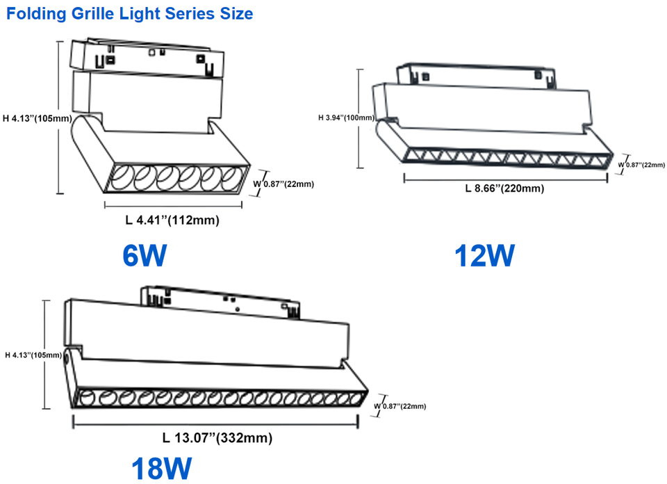 Modern Folding Grille Light ETL CETL Black White Magnetic Track 0-10V Zigbee Tuya Smart Dali Dim Used North American Market