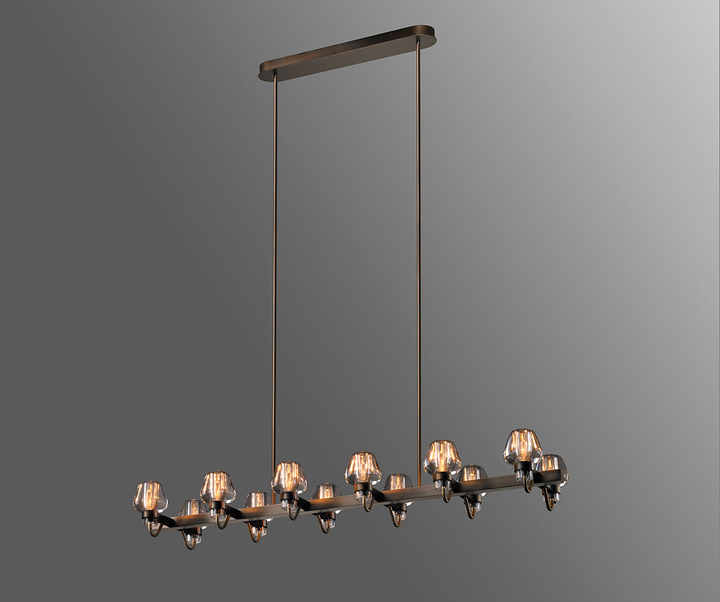 MONTALEMBERT Linear Crystal Chandelier Long-shaped Copper Iron Switch Control for Ceiling Villas Hotels Malls Supermarkets