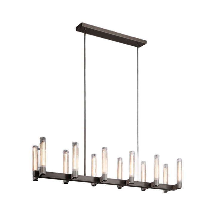 PASTIS Modern Industrial Rustic Linear Chandelier Adjustable Height Brass/Copper Chandelier Warm White E12/E26 3000K 4000K Room