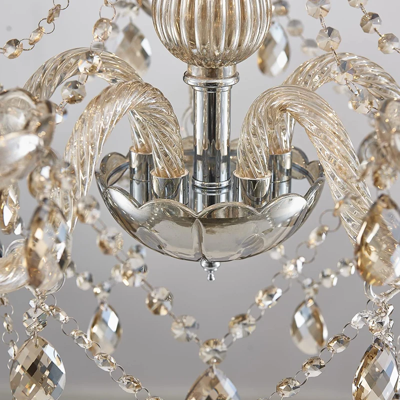 Luxury Rectangular Crystal Chandelier Remote Ceiling Pendant Light Fixture Decorative Crystals for Living Room Dining Room Hotel