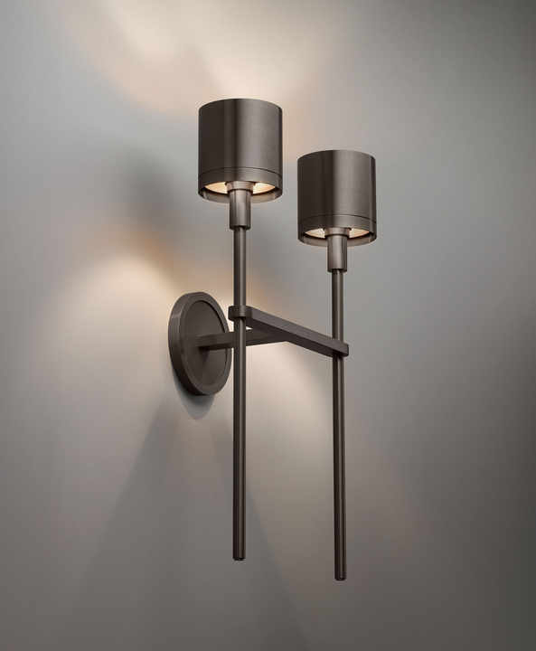 Ventoux Double Arm Sconce Classic Brass Double Head Wall Light