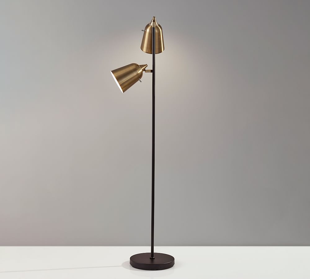 Better Selling Indoor Living Room and Bedroom Expertly Brushed Steel with Metal Shades Finished in Brushed Steel Floor Lamp