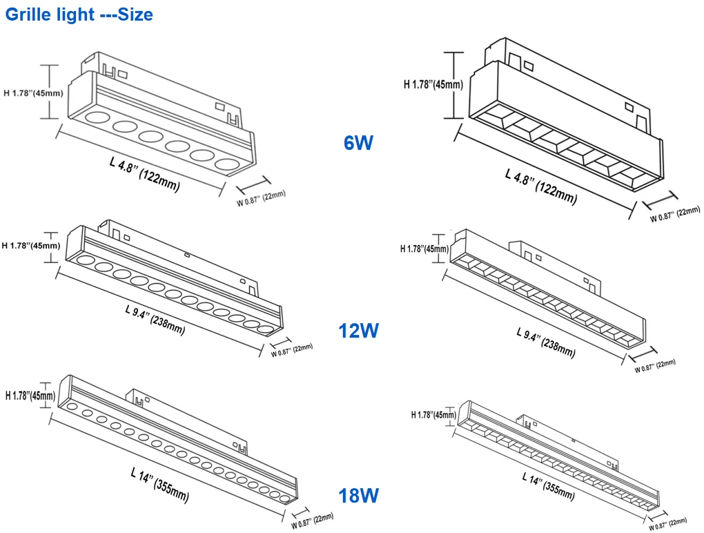 12W Modern Magnetic Grill LED Track Lights Aluminum Body 48V Input Voltage for Indoor Hotels Supermarkets Offices & Shops