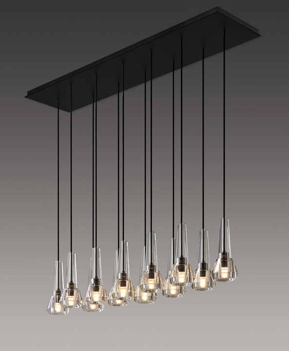 Fontenay Contemporary Linear Chandelier Adjustable Height Brass Suspension Lamp E12 Bulb Base 3000K 4000K Oval for Middle Room