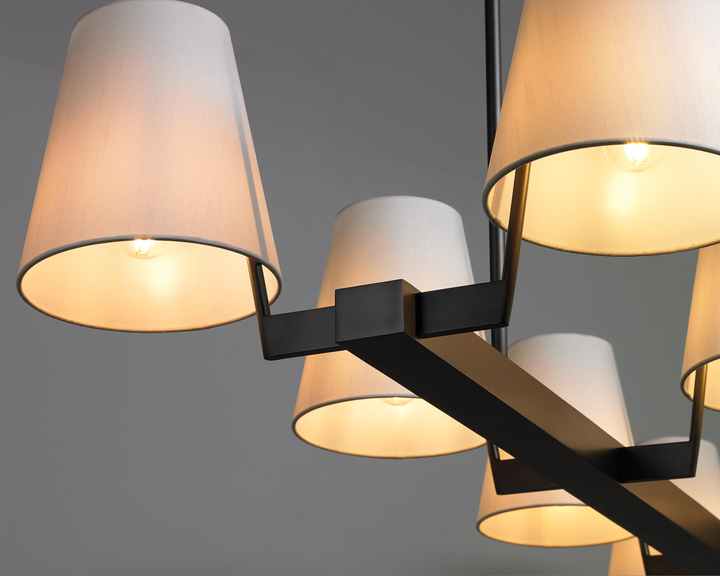 CORNICHE Modern Nordic Linear Chandelier Adjustable Height Brass/Copper Oval Pendant Warm White E12 for Restaurant Hotel Villa