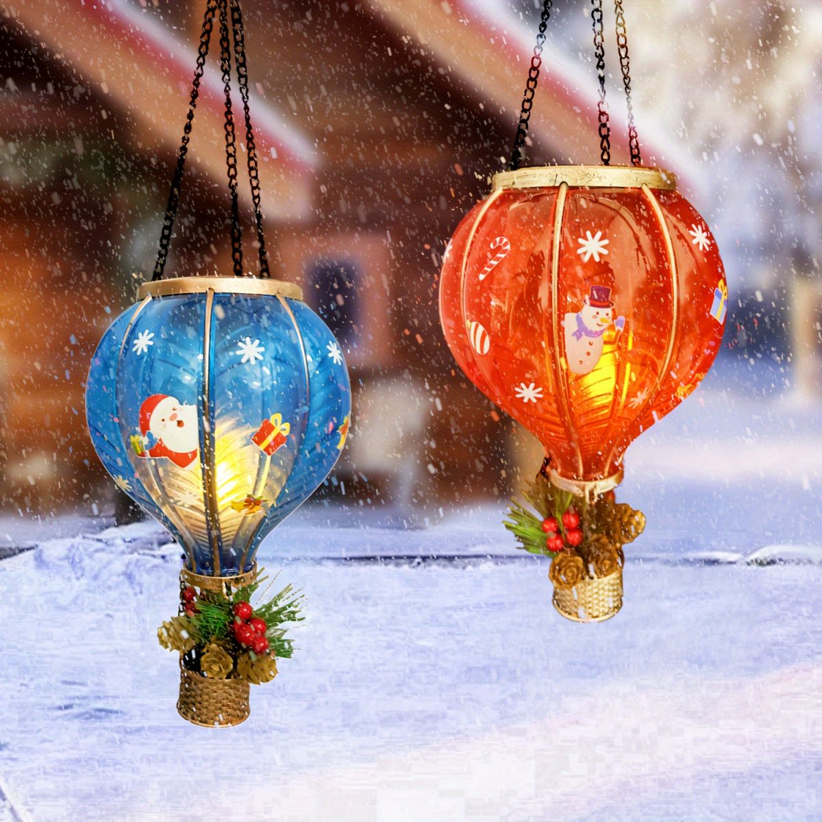 18 Inch Christmas Hot Air Balloon Solar Lantern    00 