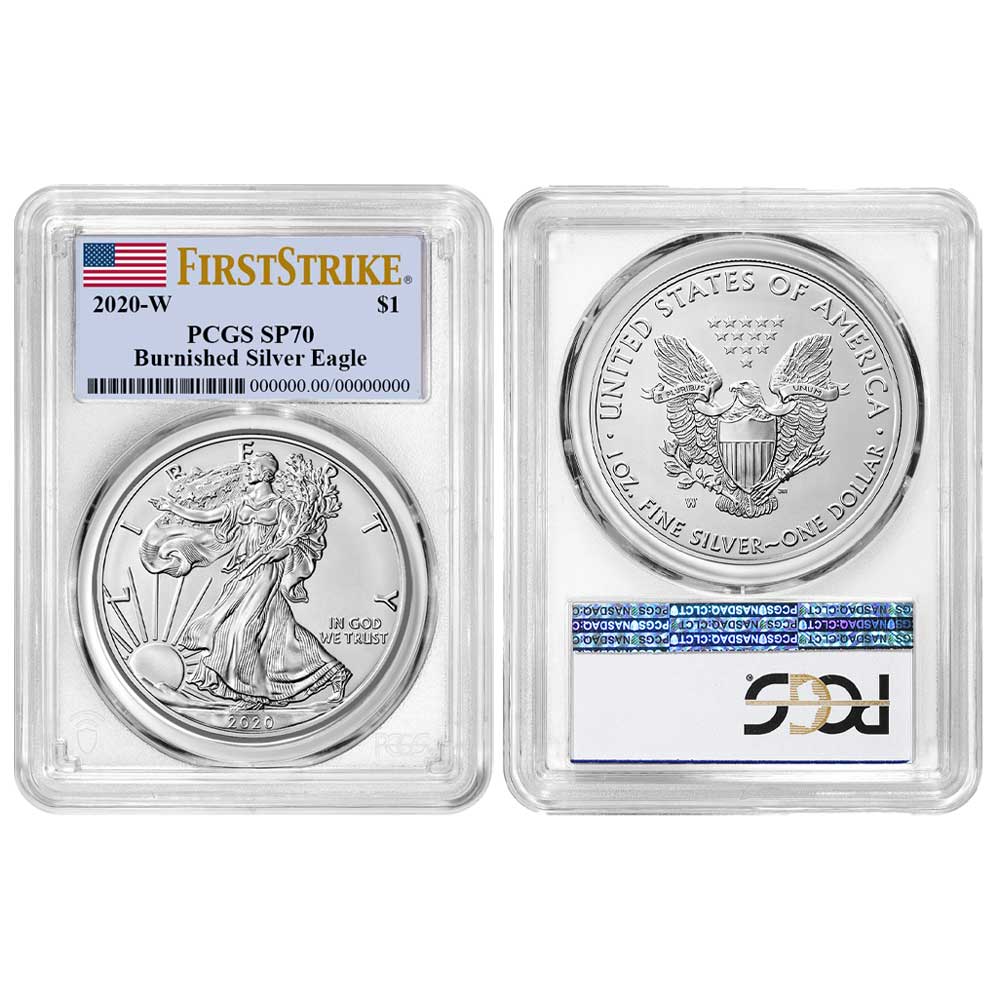 2025-2020 American Silver Eagle Coin 1-Oz BU PCGS MS70 First Strikes