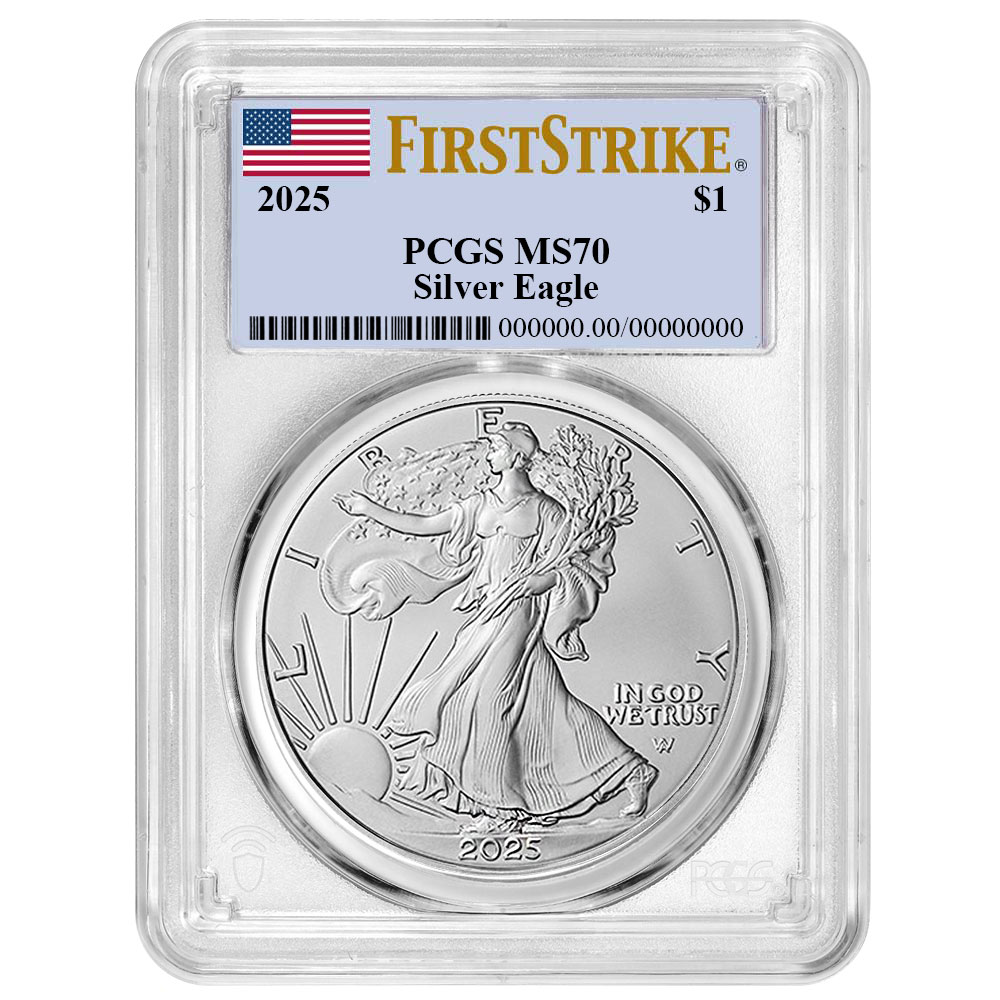 2025-2020 American Silver Eagle Coin 1-Oz BU PCGS MS70 First Strikes
