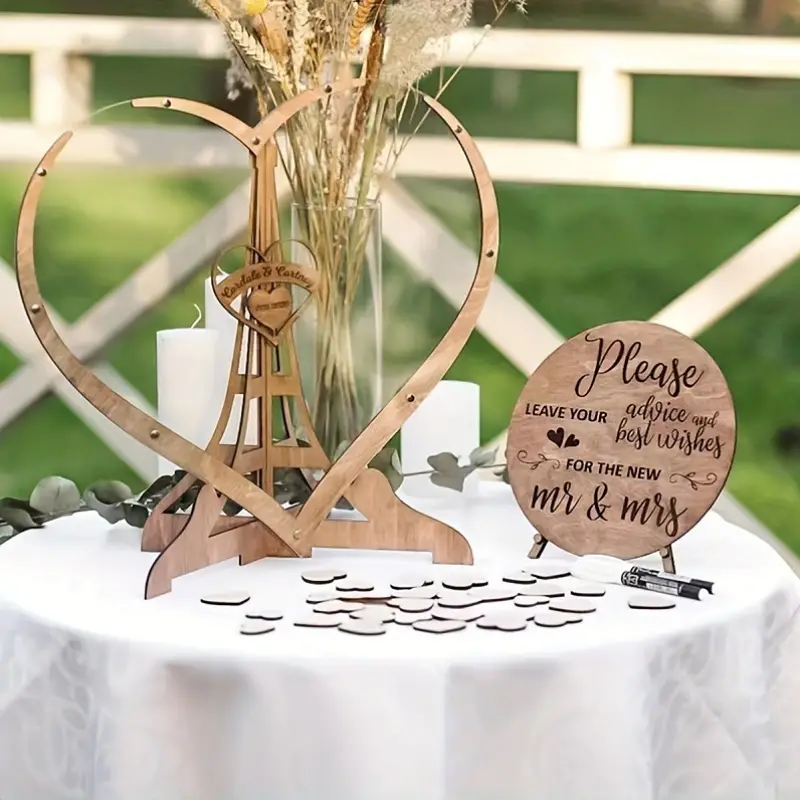 Wooden Heart Wedding Guest Book