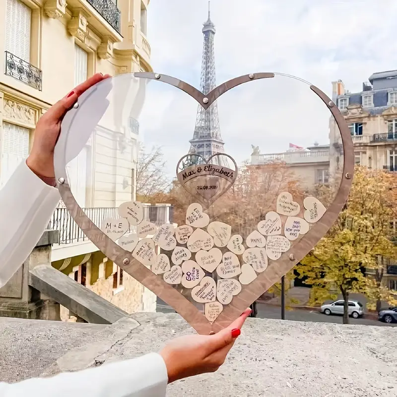 Wooden Heart Wedding Guest Book