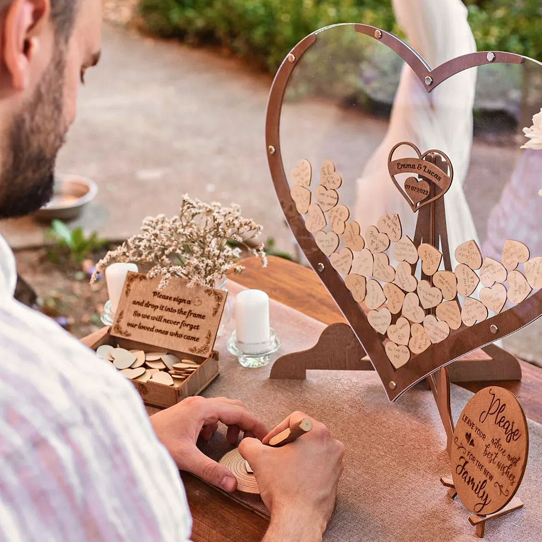 Wooden Heart Wedding Guest Book