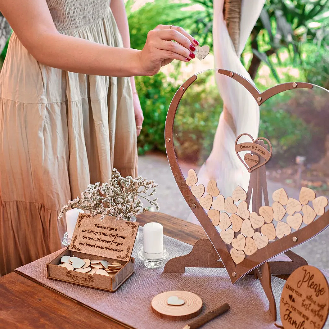 Wooden Heart Wedding Guest Book