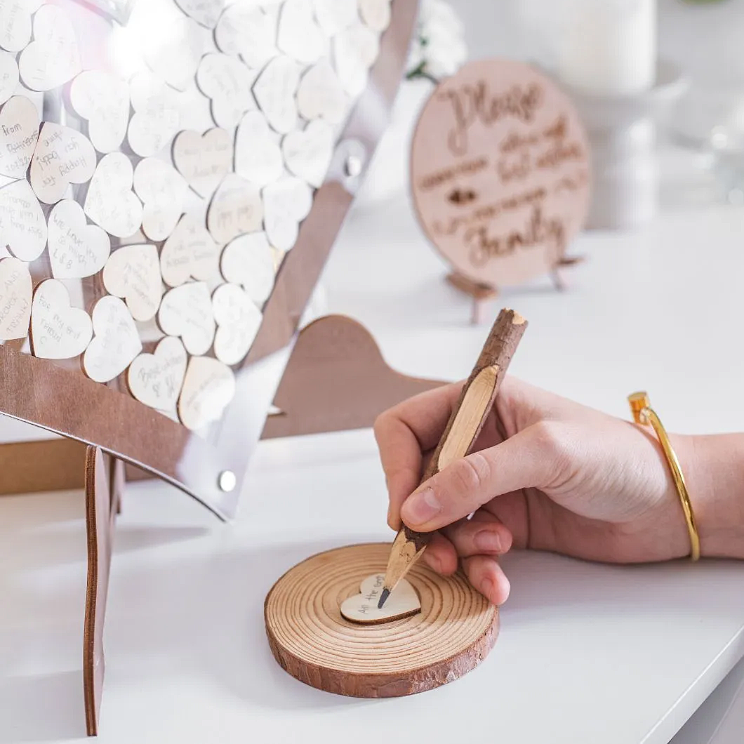 Wooden Heart Wedding Guest Book