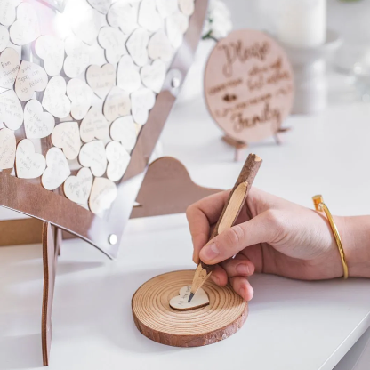 Wooden Heart Wedding Guest Book