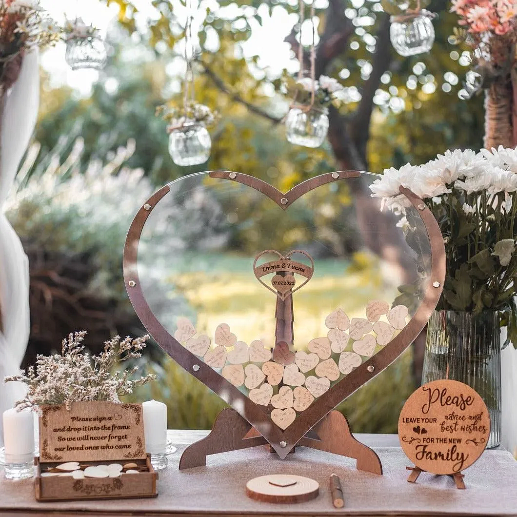 Wooden Heart Wedding Guest Book