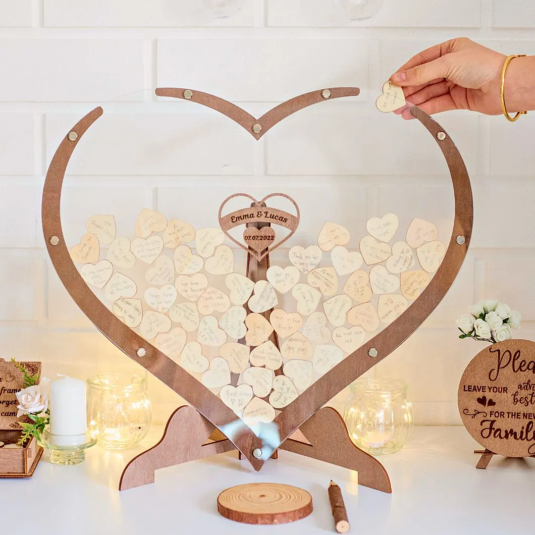 Wooden Heart Wedding Guest Book