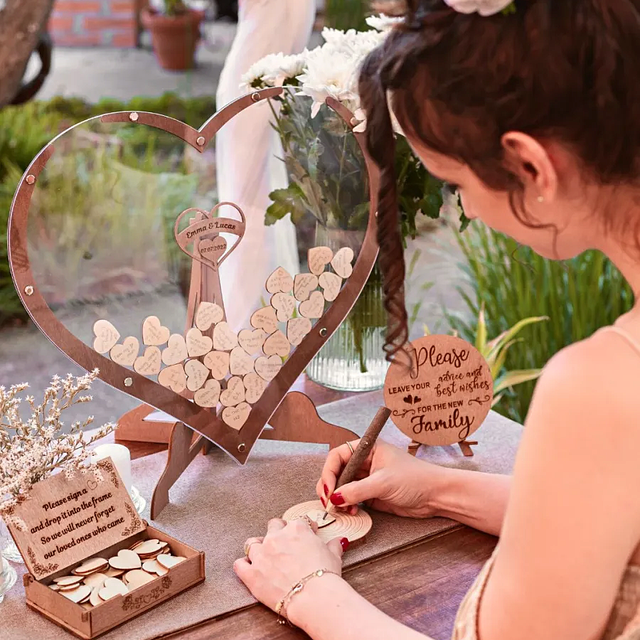 Wooden Heart Wedding Guest Book