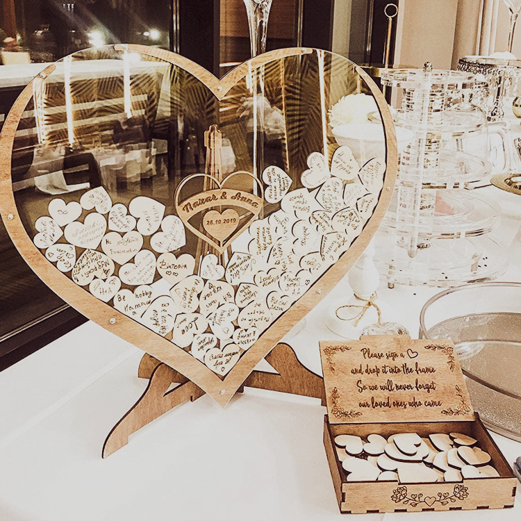 Wooden Heart Wedding Guest Book