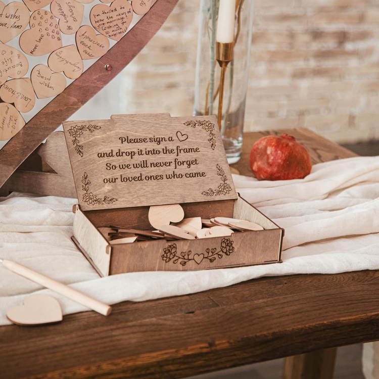 Wooden Heart Wedding Guest Book