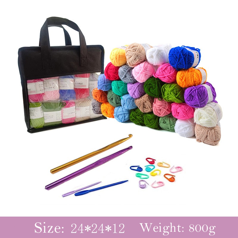 113 Piece Crochet with Yarn Set–1600 Yards Assorted Yarn 24 PCS Crochet Accessories Set Including Hooks, Knitting Needles & More Ideal Beginner, Adults Kit
