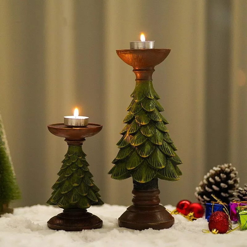 Home Figurines Christmas Tree Candle Stand Holder Decor