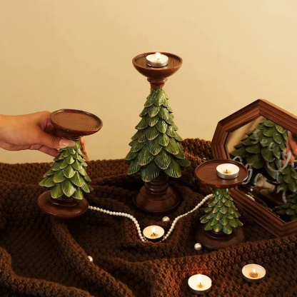 Home Figurines Christmas Tree Candle Stand Holder Decor