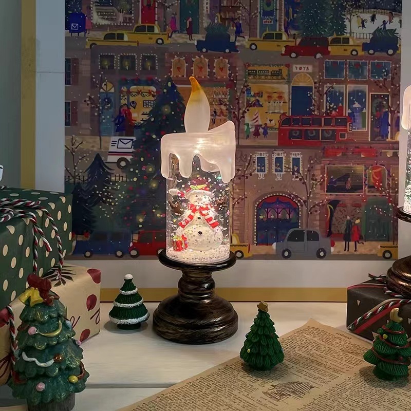 Christmas Lighted Snow Globe Lantern, Battery Operated Santa Snow Globes with Timer & Swirling Snow Effect | Glittering Spinning Candles for Holiday Home Decor, Festival Gift, Table Centerpiece