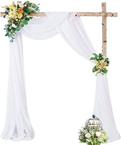 Wedding Arch Draping Fabric, 2 Panels 28" x 19Ft Emerald Green Wedding Arch Drapes Sheer Backdrop Curtain for Wedding Ceremony Party Ceiling Decor