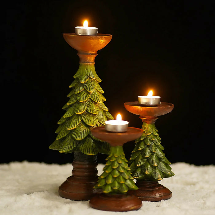 Home Figurines Christmas Tree Candle Stand Holder Decor