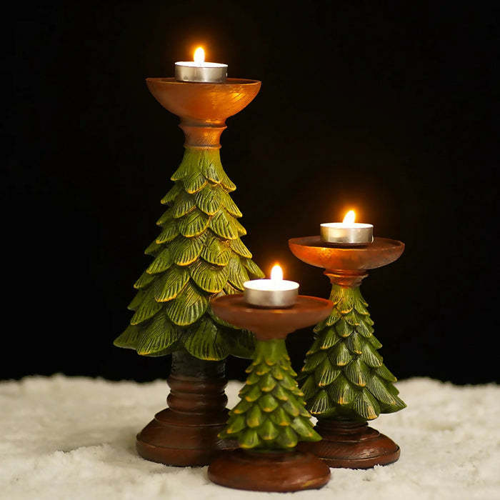 Home Figurines Christmas Tree Candle Stand Holder Decor
